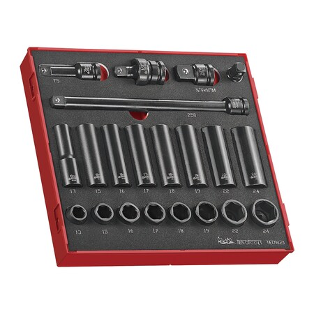Teng Tools TED9121 - 21 Piece 1/2" Drive Impact Socket Set in EVA TED9121